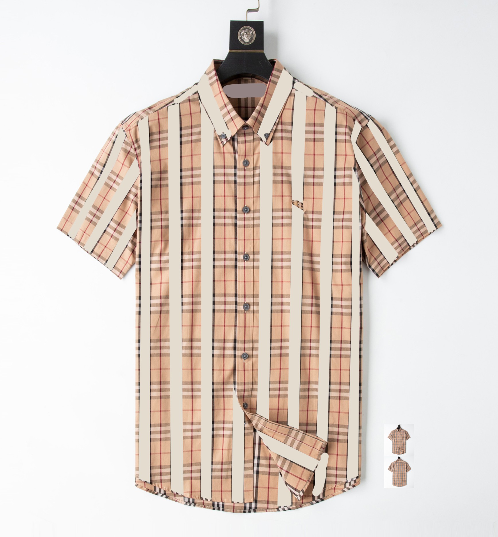 Plaid striped brand shirts for men designer button luxury long sleeved shirt Formal short shirt designer button up shirt Asian size S-XXXL yyl