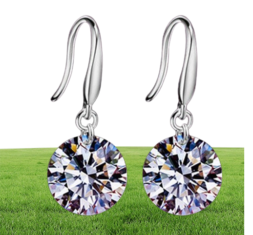 Sterling Silver Bridal Crystal Drop Earrings 10mm Classic Shiny Jewelry Wedding Accessories Rhinestone Earrings For Bride Women