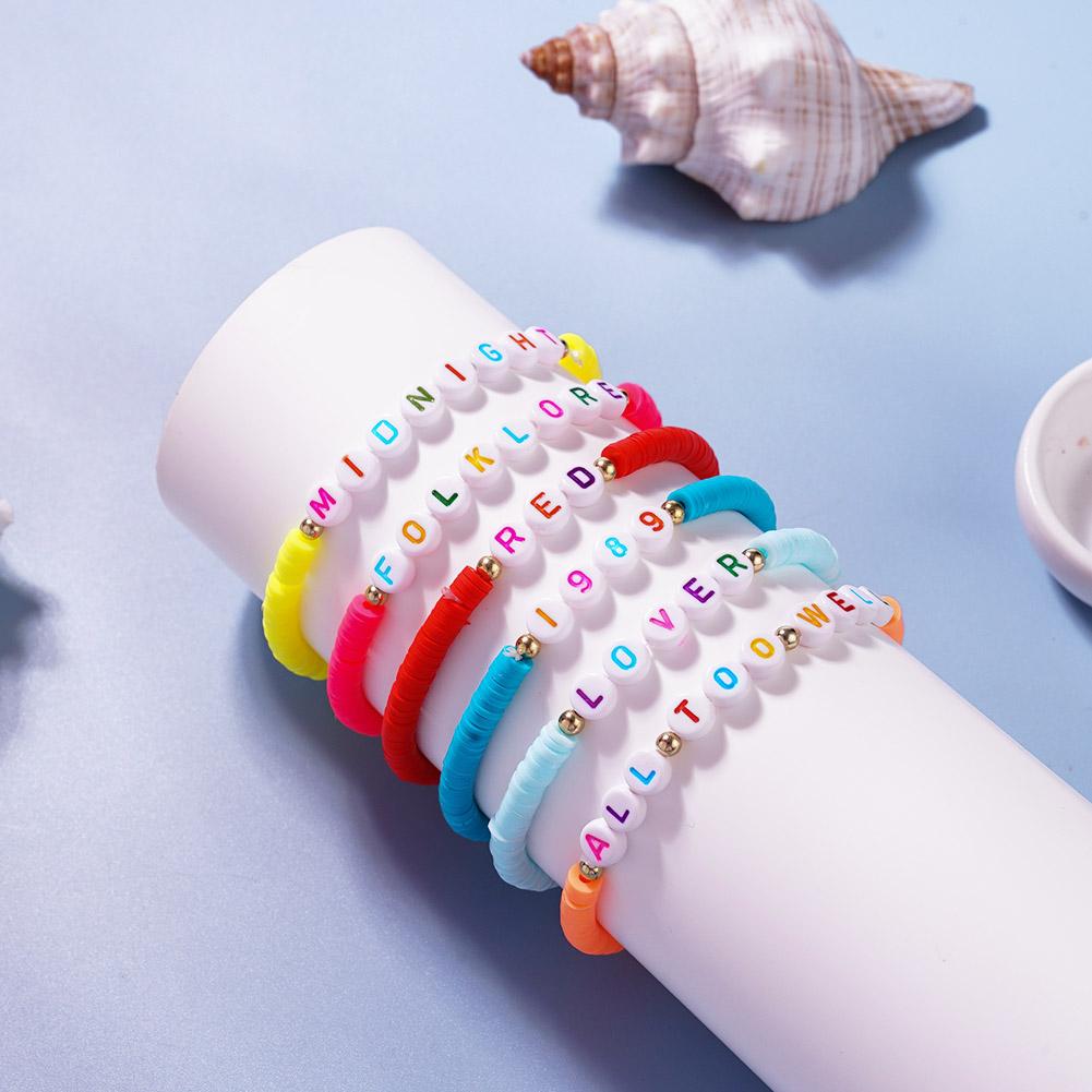 Friendship Inspired Bracelets Singer Taylor Bracelet Set for Women Clay Beads Bracelet for Swiftie Fans Summer Boho Bracelet smile