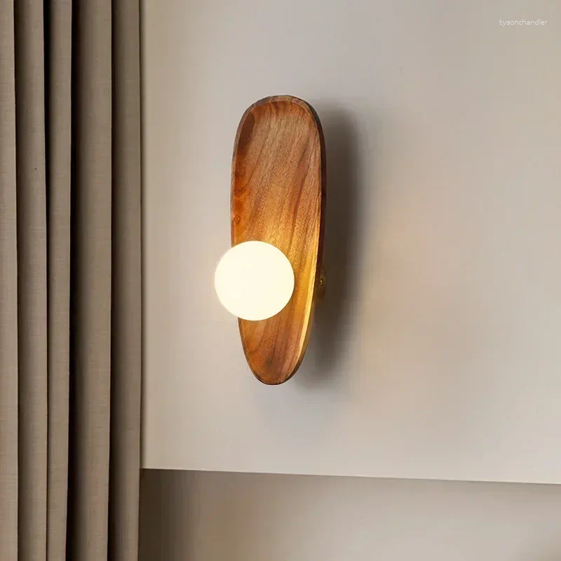 Lamps Wall Modern LED Solid Wood Light For Bedroom Living Room Stairs Porch Nordic Sconce Home Decoration Lighting Fixture Luster ing