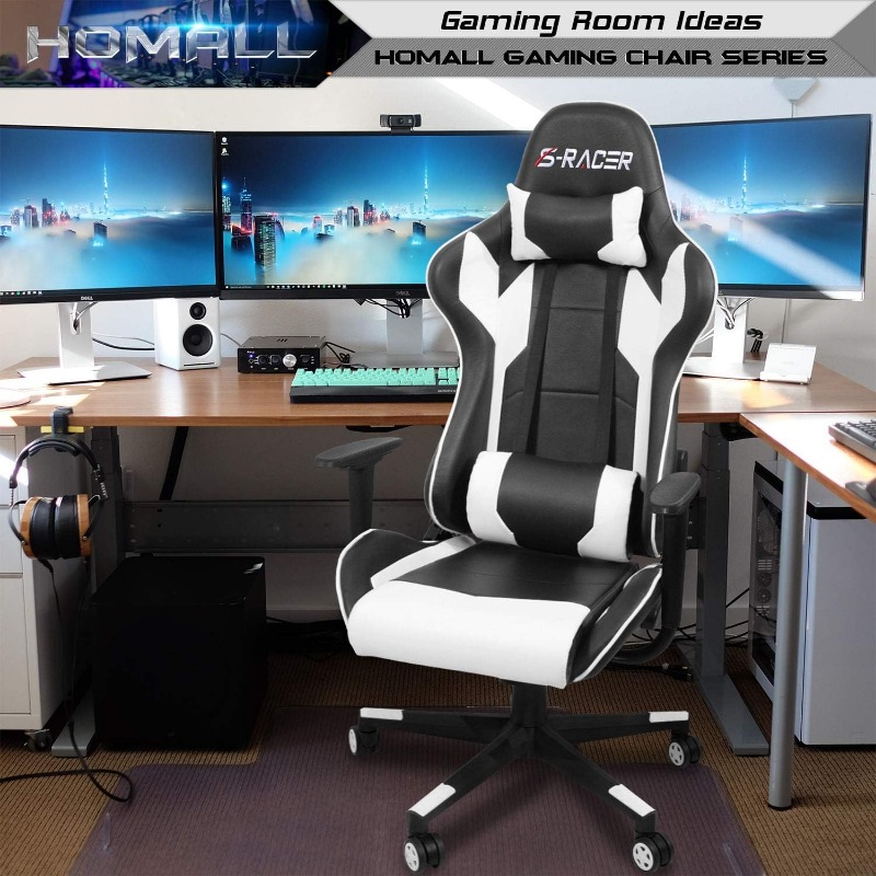 Homall Gaming Chair, Office High Back Computer Leather Desk Chair Racing Executive Ergonomic Adjustable Swivel