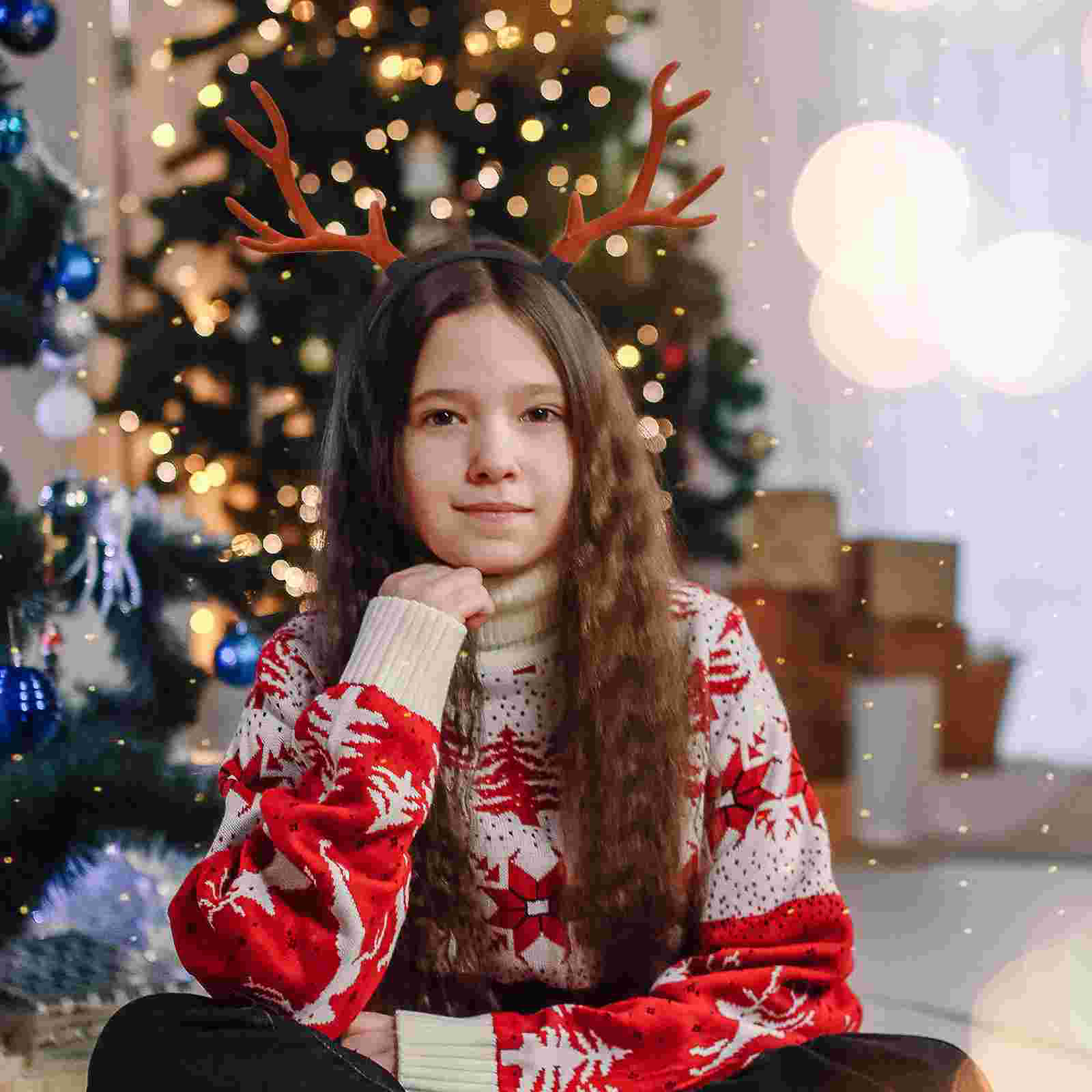 Antler Headband Christmas Antler Costume Xmas Headbands Xmas Party Head Bopper Brown Deer Antler Headband Deer Horn Headband