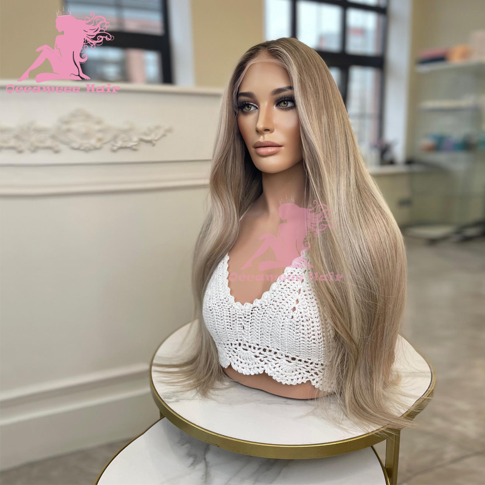 Human Wigs Highlight Hair Pre Plucked Ash Brown Blonde Colored 13X4 Lace Front ddmysmile Wig 13X6 Transparent Lace Frontal Wigs For Women Smile