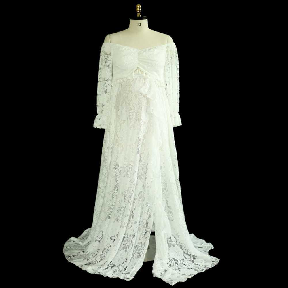 Maternity Dresses 2-in-1 Bohemian Pregnant Women Photography Clothing Bohemian Pregnant Women Photo Shooting Long Pregnant Sheep Womens Flower Lace Dr