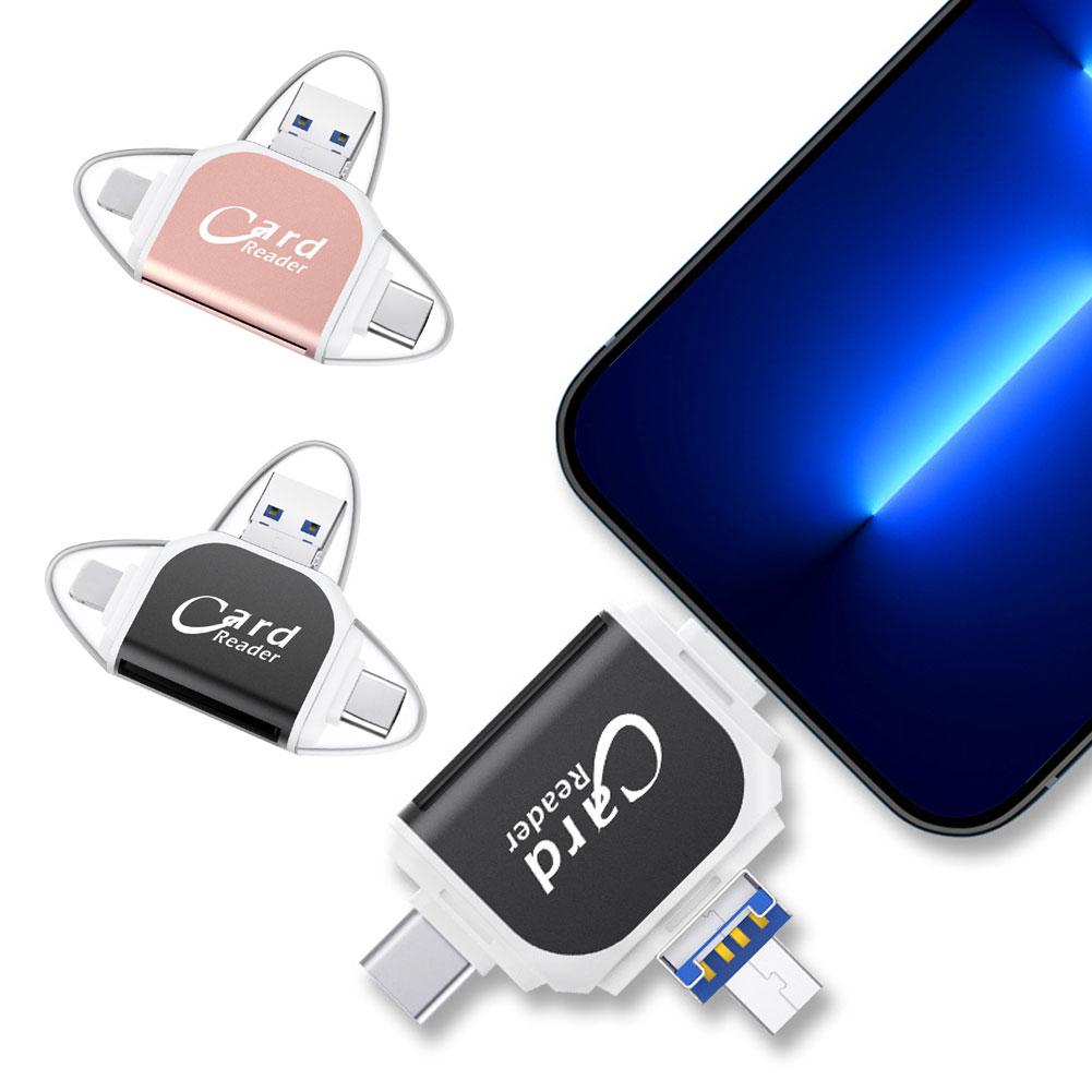 New Usb 4 In 1 2.0 Otg Memory Card Reader Adapter Universal Micro Usb Tf Sd Card Reader For Pc Phone Computer Laptop 1pcs/s N2e7 smile
