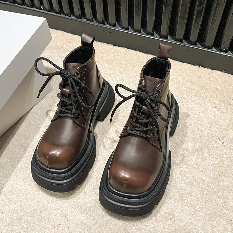 2025 new Designer Punk Women's Motorcycle Autumn Winter Fashion Side Zipper Ankle Boots Woman Platform Shoes Bota De Vaqueiro 7542