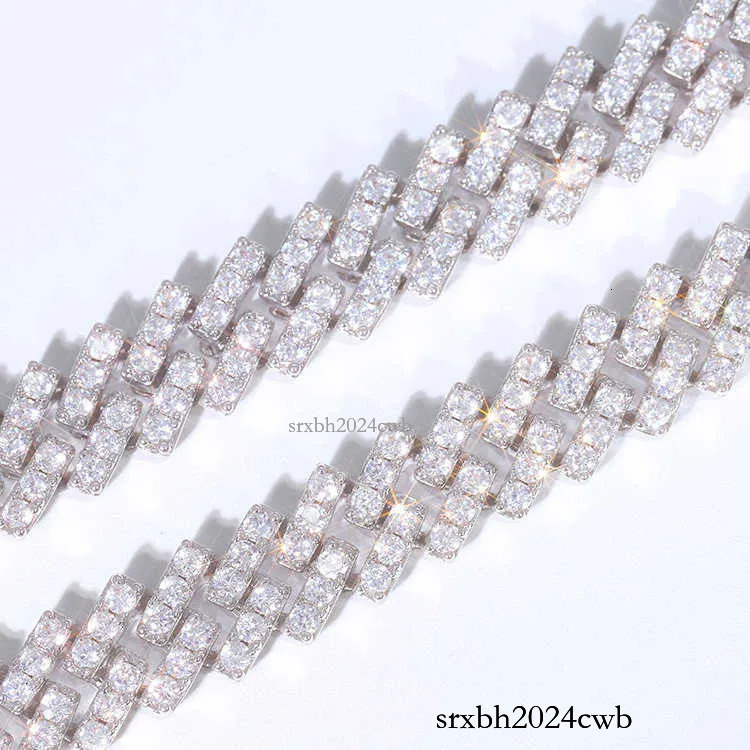 GRA Certificate 10mm Single Row Fine D/VVS Moissanite Cuban k Chain Rapper Hip Hop Necklace Jewelry