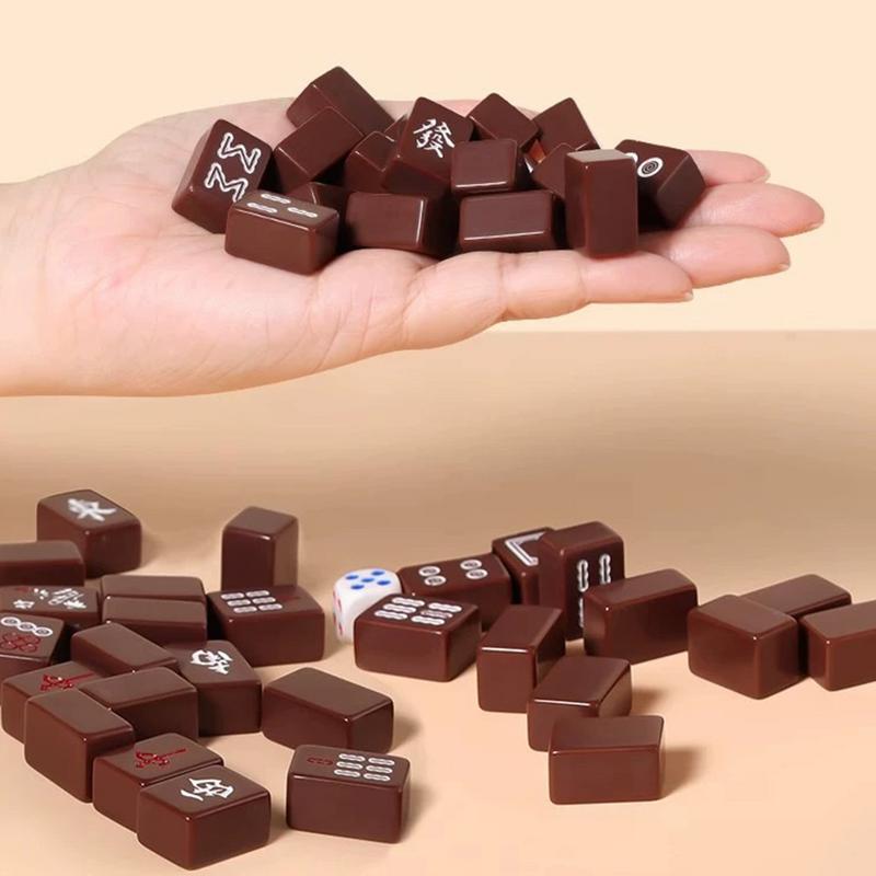 New Small Chinese Mahjong Set Portable Mini Mahjong Board Game Set Travel Mahjong Multiplayer Play Game For Holiday Party