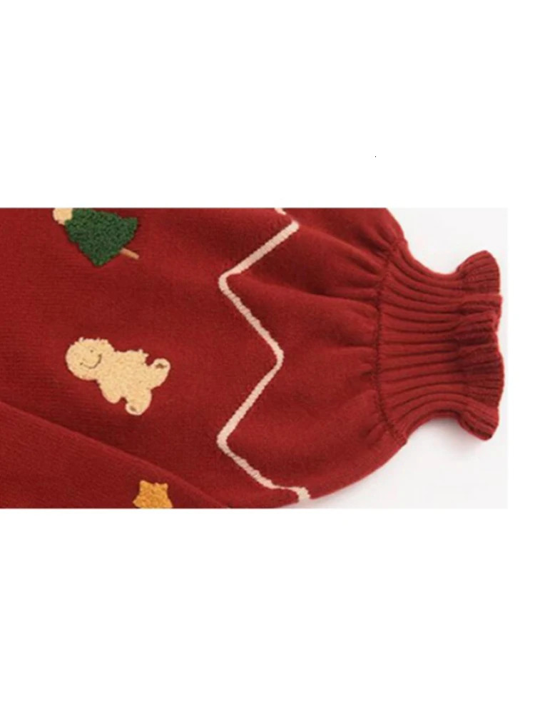 Autumn and Winter Womens Retro n Christmas Sweater Long Flash Sleeve Pulling Flower Knitted 2000s Retro Jumping Thick 241113