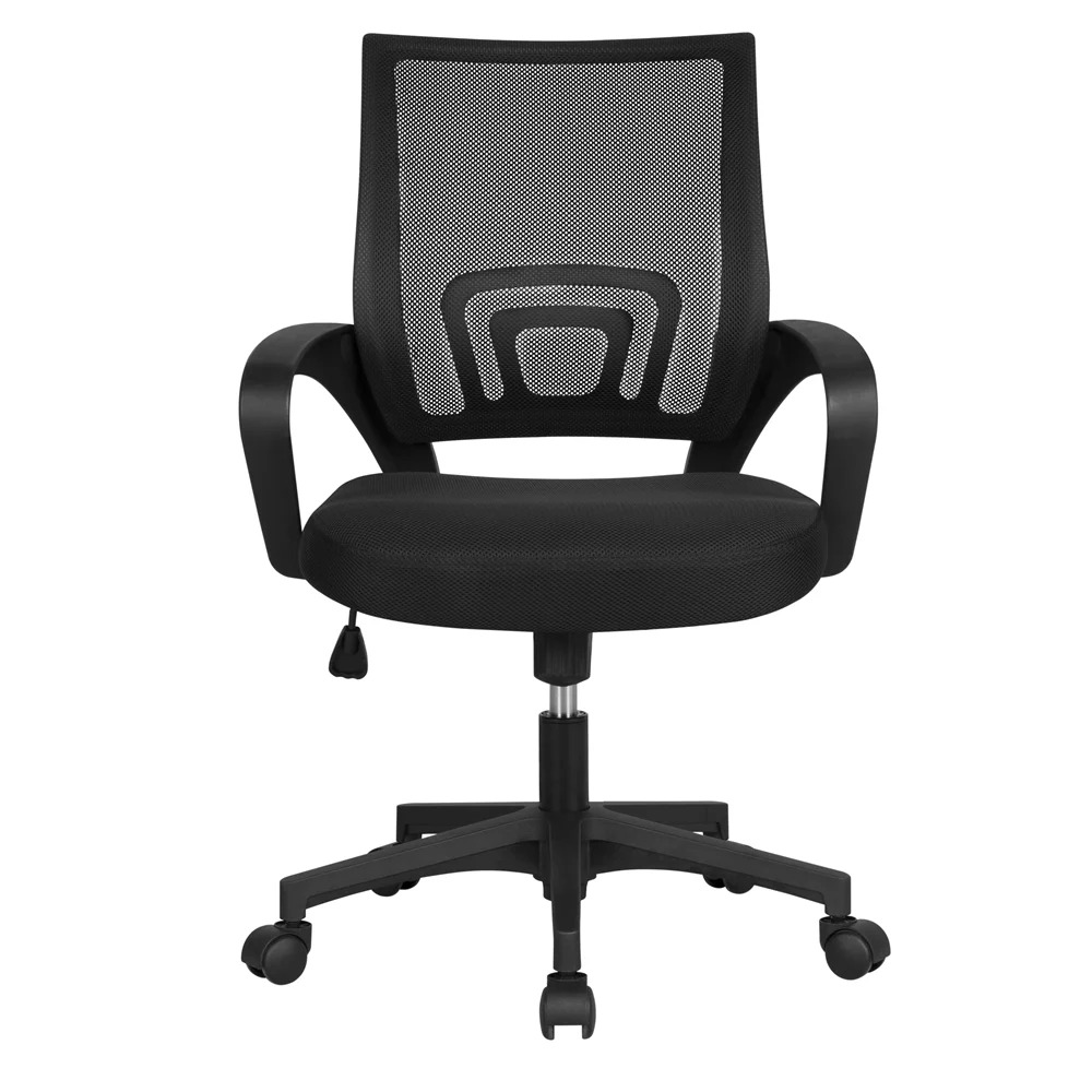 T Adjustable Mid Back Mesh Swivel Office Chair With Armrests Black Chairs Ergonomic Furniture
