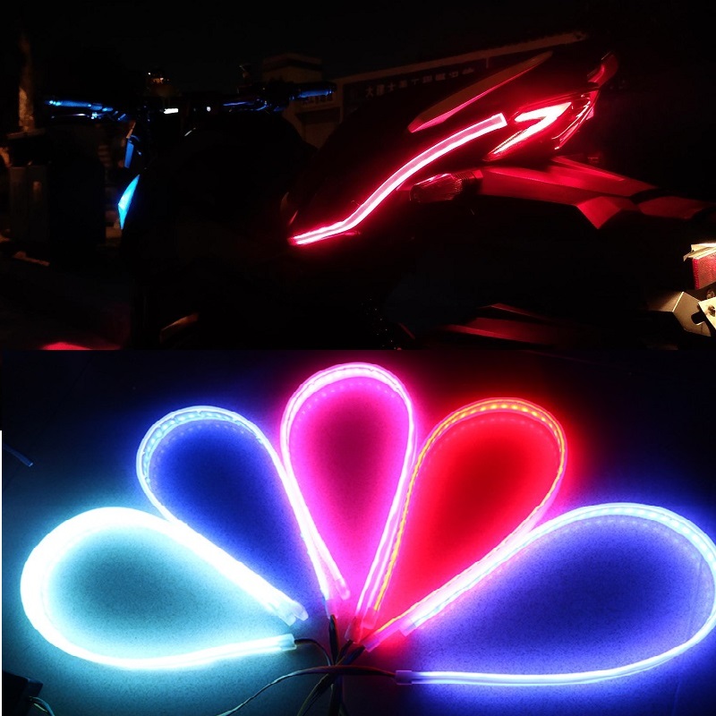 2Pcs Motorcycle DRL Daytime Running Light Waterproof Universal 12V Auto Headlight Sequential Turn Signal Yellow Flow Day Light