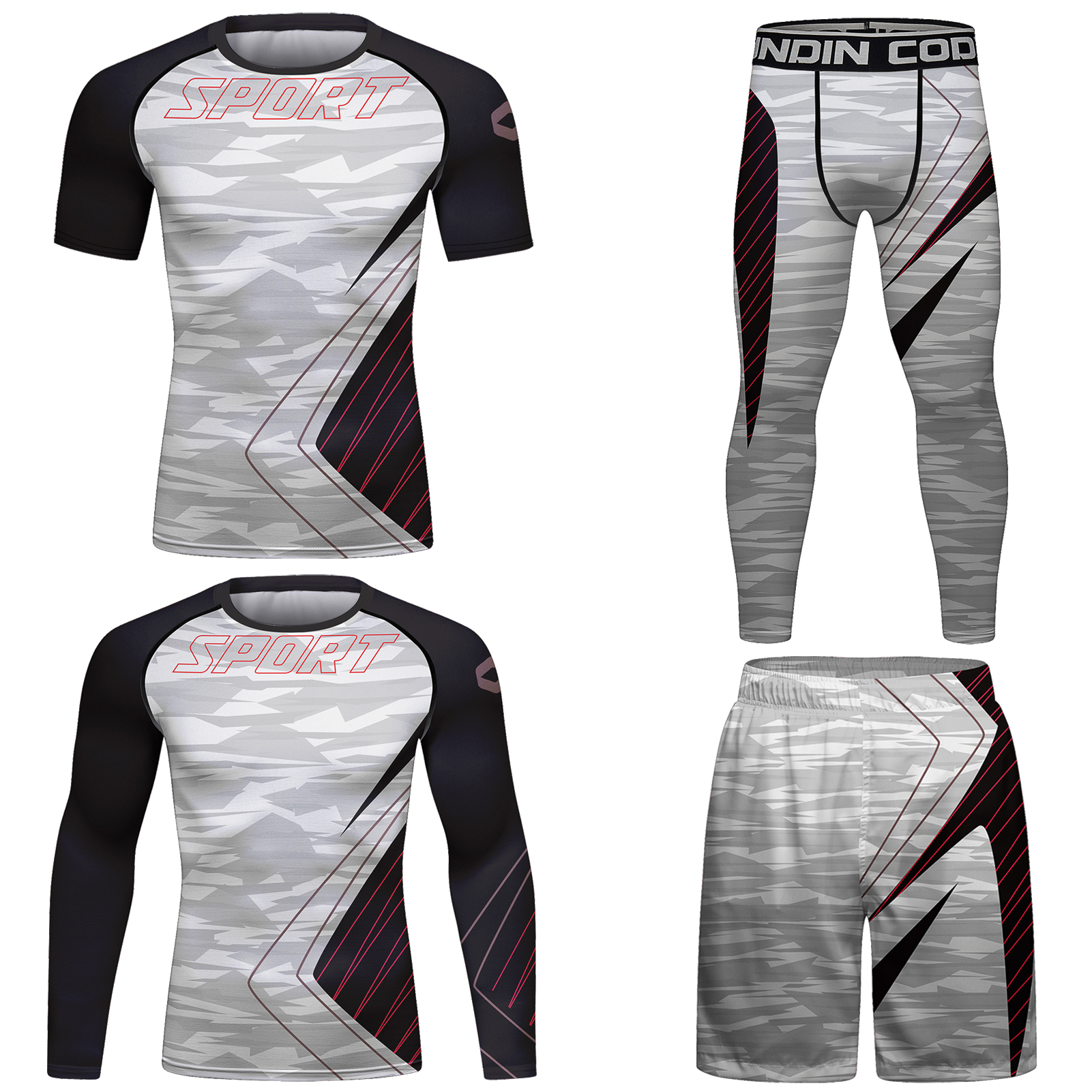 Men's 4pcs Full Set Rash Guard, UV Quick Dry Swim Shirt+Leggings+Trunks, Water Surf Swimsuit Bathing Suits Wetsuit Tracksuit