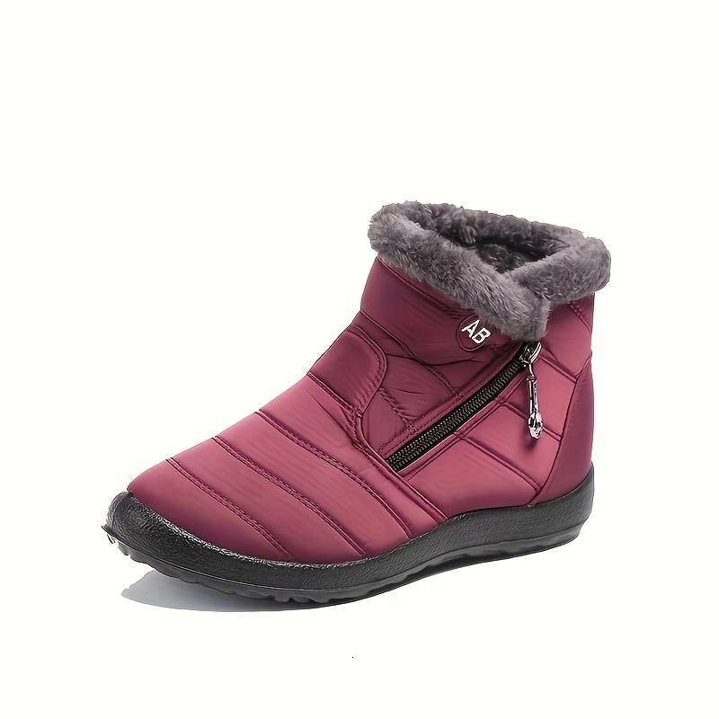 Elegant Non-Slip Women's Snow Boots: Cozy Thick Insulation, Geometric Charm, Round Toe Comfort, & Easy Zip