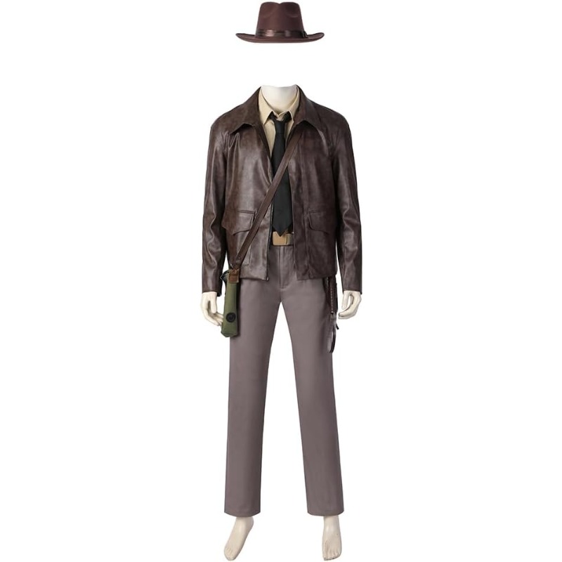 2023 Indiana Jones Cosplay Costume Outfit with Hat Accessories Halloween Carnival Men Suit Jacket Shirt