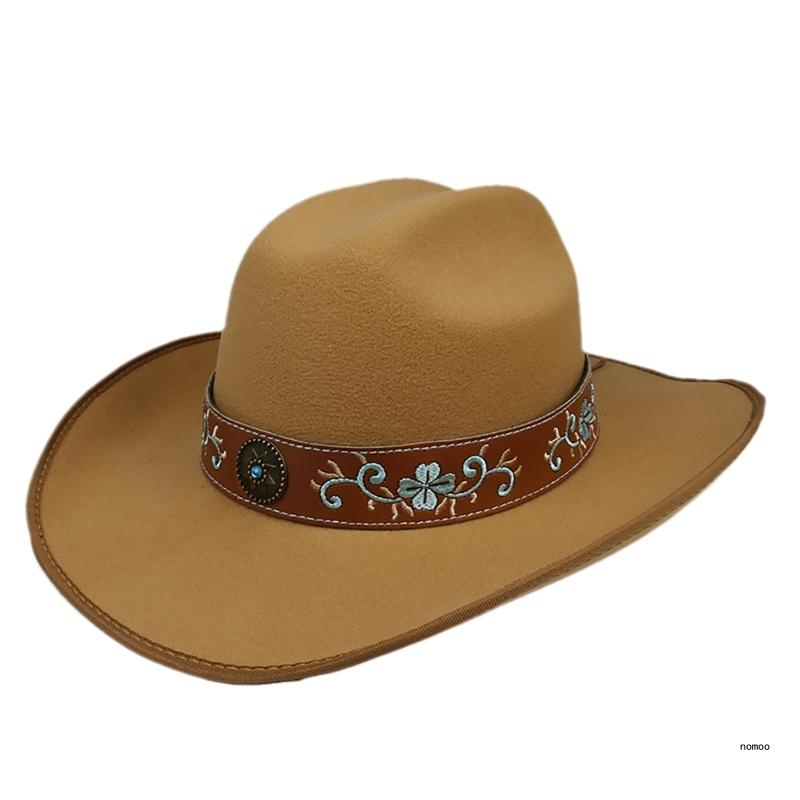 Hat Fedoras Wide Classical Woolen Brimmed Western Cowboy Hat for Trilby Hat for Dinner Outdoor Casual Wear smile