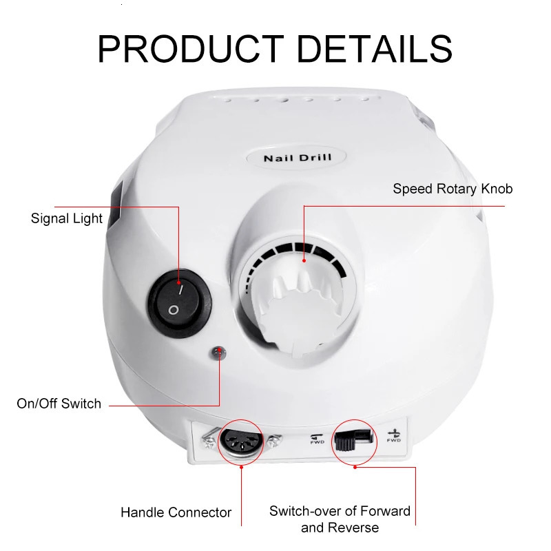 35000RPM Professional Nail Drill Machine for Manicure Drill Tips Electric Nails Sander Pedicure File Polisher Equipment Tools 241113