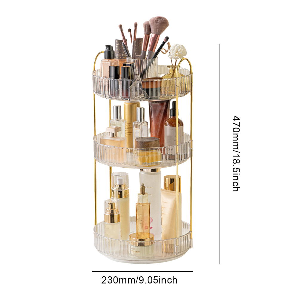 360° Rotating Makeup Organiser Rack Large Capacity Makeup Spinning Rack for Cosmetics Perfume Jewellery