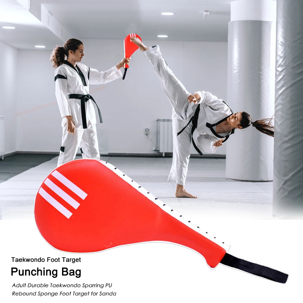Taekwondo Foot Target PU Karate Kick Pad with Grip Boxing Training Hand Target Elastic Portable Multifunctional Sports Equipment