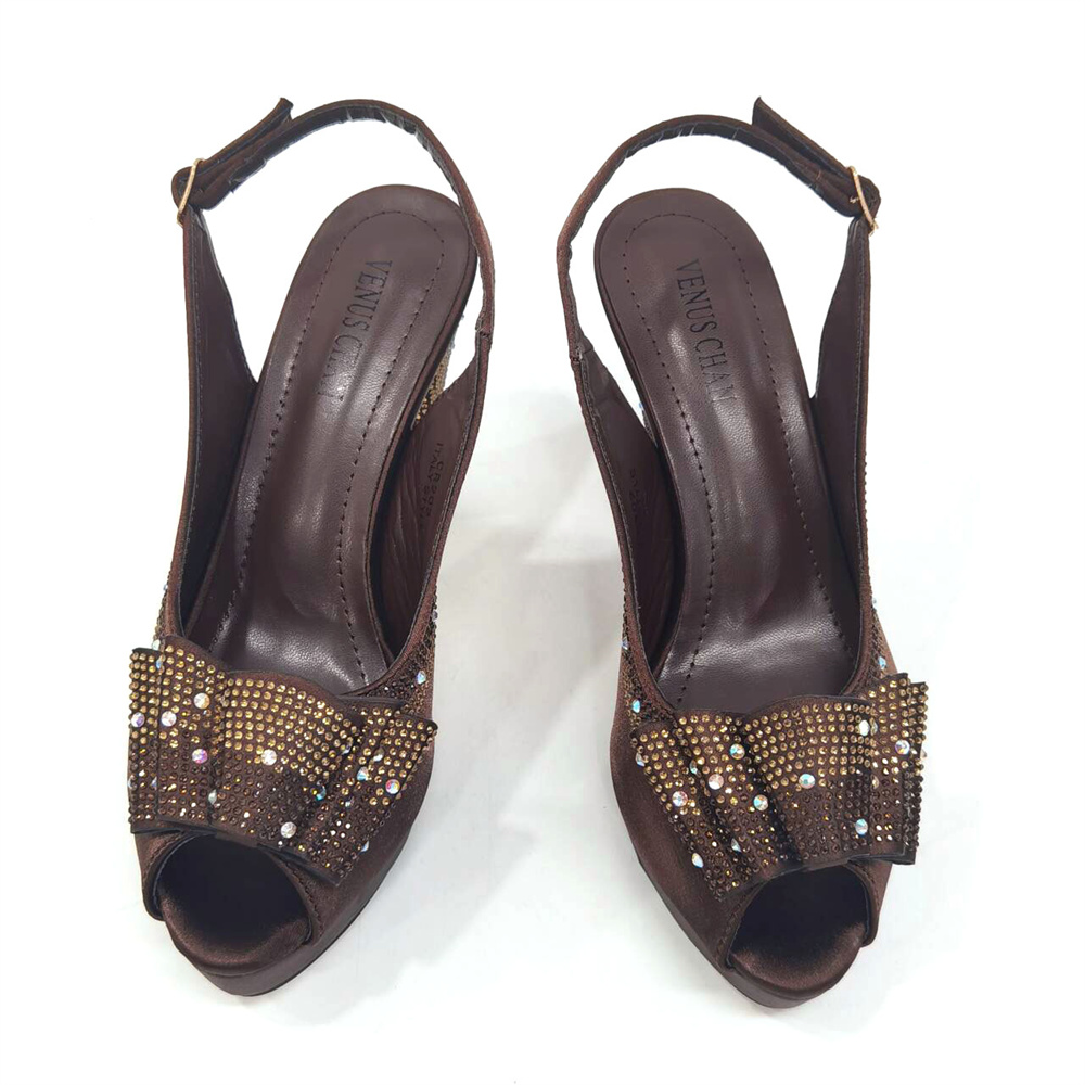 Sandals High Heels for Women - Coffee Color Italian Design ral Rhie Shoes 4