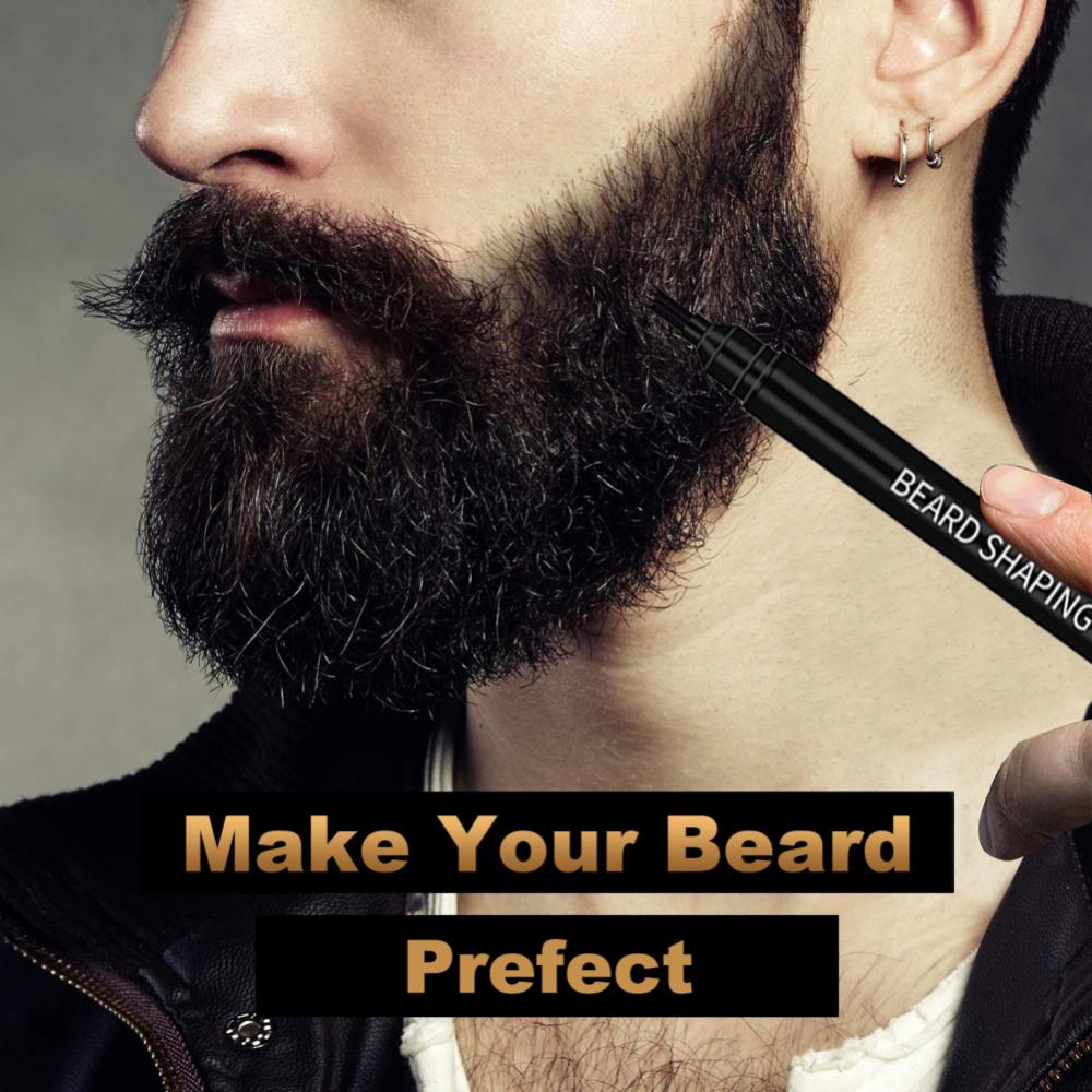 Beard Pen For Men Beard Filling Pen Kit Barber Pencil Enhancer Brush Waterproof Beard Coloring Tools Black Brown Gifts For Men
