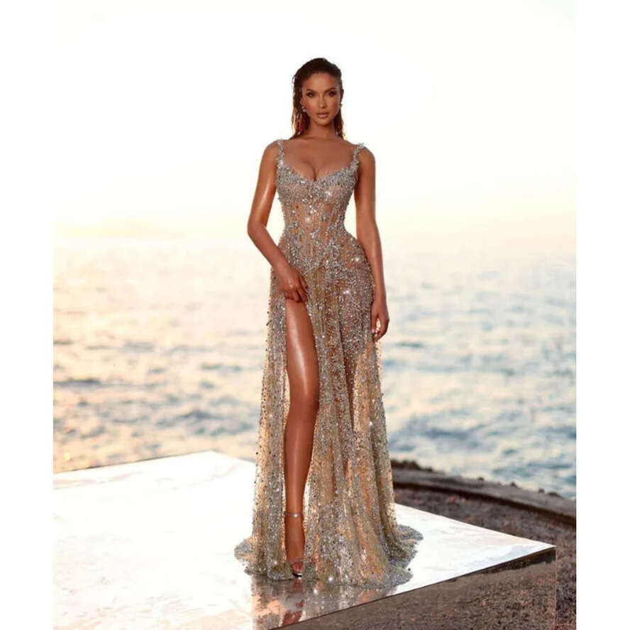 A Glitter E Gown Prom Appliques Crystals Sequins Lace Party Dresses Plus Custom Size Colour Vestidos De Festa Bc Ppliques