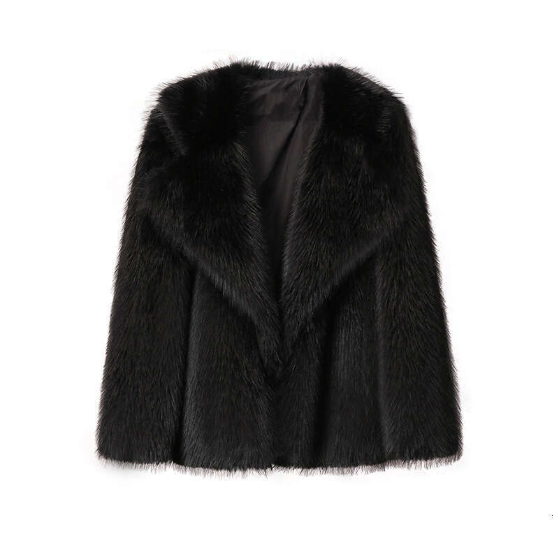 shanshi fur coat women Autumn and winter new lapel coat artificial fur Loose Korean version medium length jacket Women's clothing