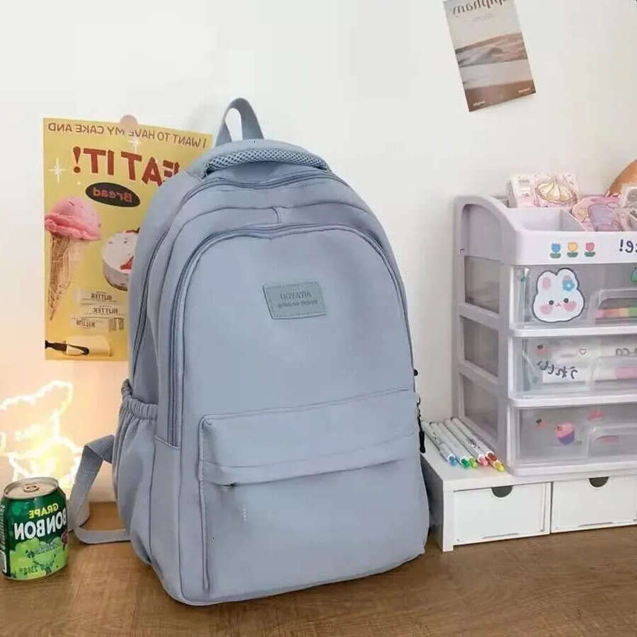 No pendant waterproof youth nylon Rucack fashionable girl women shoulder bag high school backpack black 240827 154f