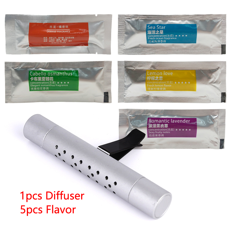 Air Outlet Aromatherapy Clip with 5 Aroma Sticks Car Air Freshener Car Outlet Perfume Solid Perfume Diffuser 8 Kinds Flavor