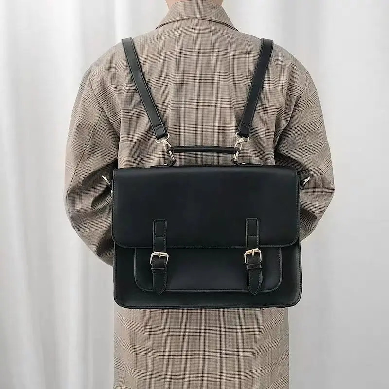 Fashionable unisex basic briefcase backpack womens retro backpack student school high-capacity shoulder bag 241112