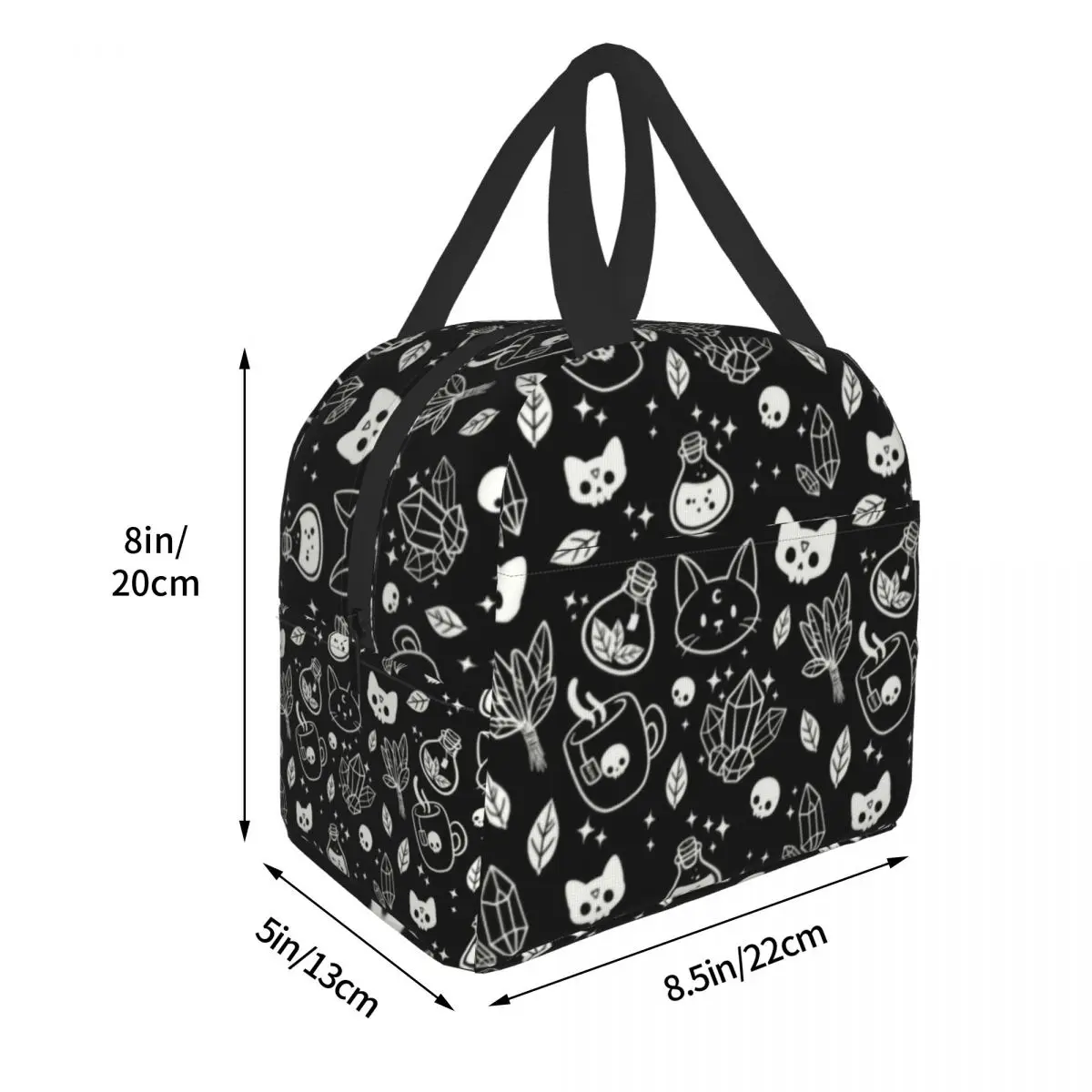 Lunch Pattern Bag Witch Women Cooler Thermal Insulated Bento Box for Kids School Food Halloween Cat Skull Picnic Lunch Boxes smile