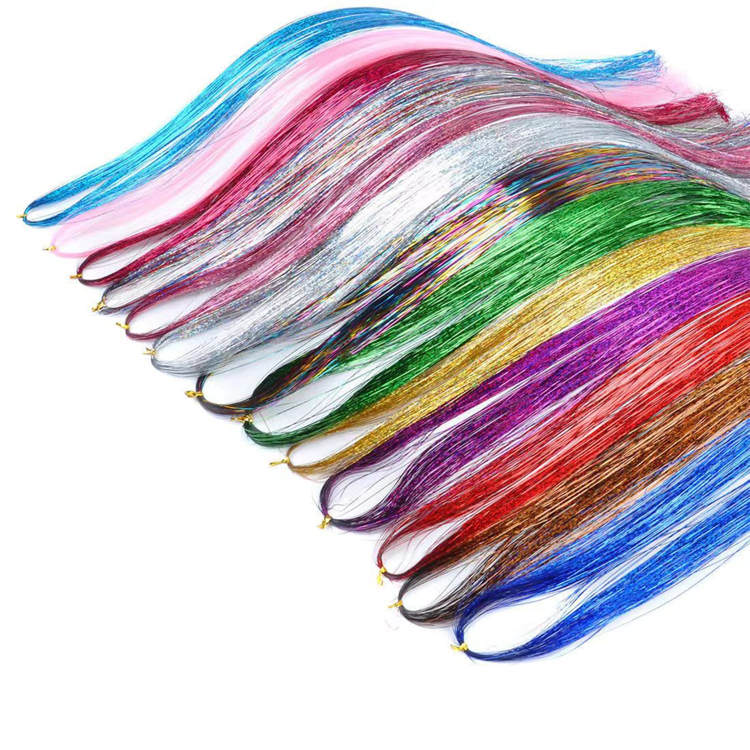 with VeSunny Kit Tinsel Tools 12 Colors Fariy Hair Tinsel Heat Resistant Sparkling Tinsel Hair suitable for any event or party smile