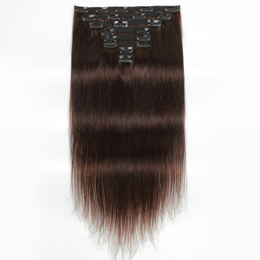 Malaysian Human Hair Clip In Hair Extensions Silky Straight 10-26inch Natural Color 2# 4# P4/27 Piano Color Peruvian Virgin Hair