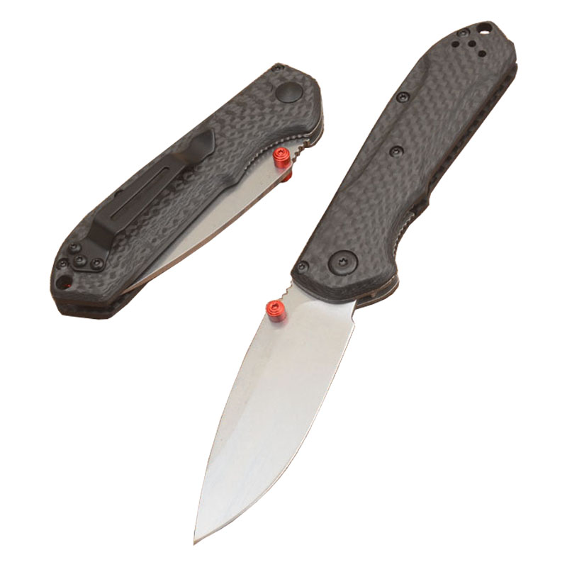 Top Quality 565-1 Folding Knife S90V Stone Wash Drop Point Blade Black Carbon Fiber Handle EDC Pocket Knives With Retail Box