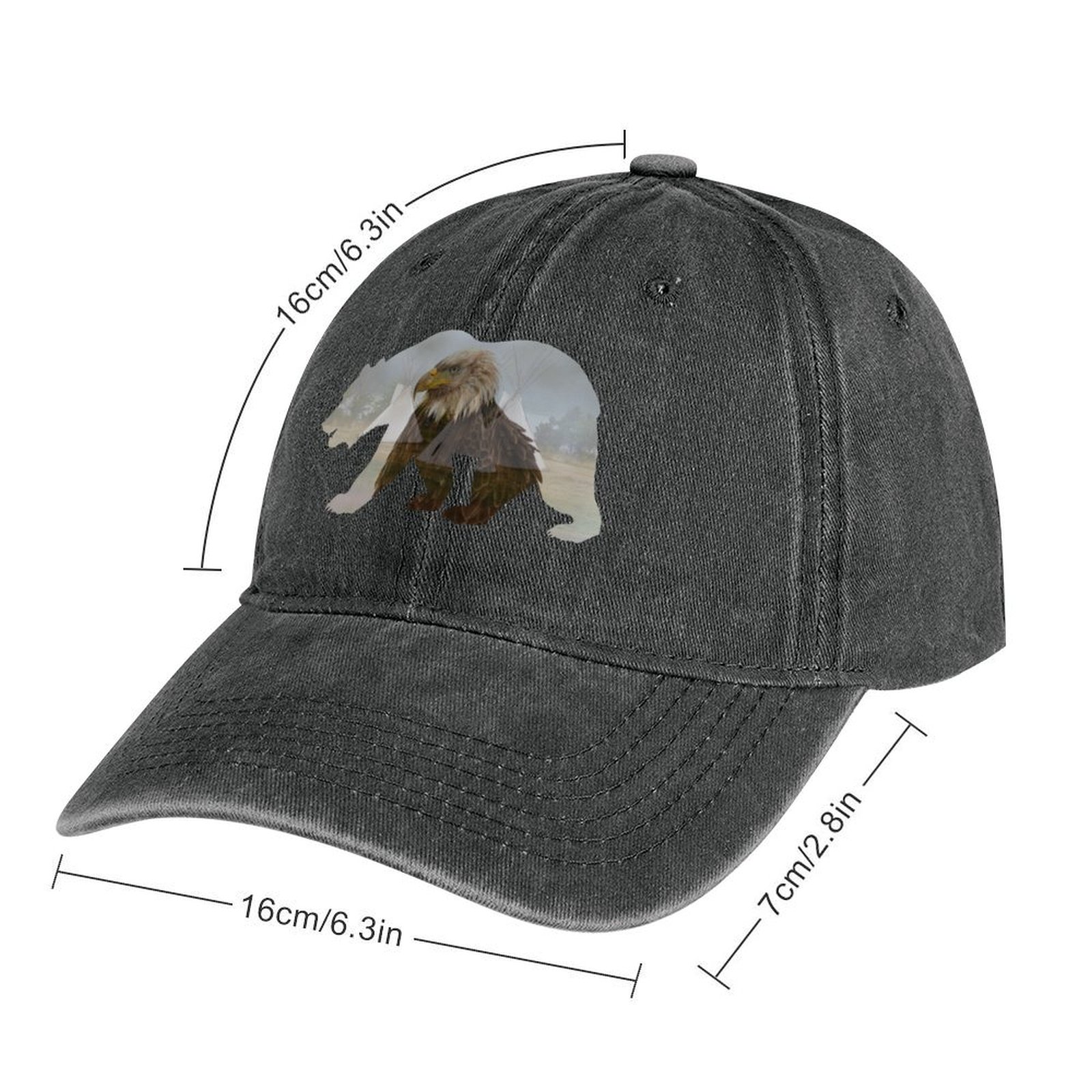 Grizzly, And The Eagle Lodges Cowboy Hat Party Hat ddmysmile Beach Hat Military Cap Caps Male Women's Smile Grizzly,