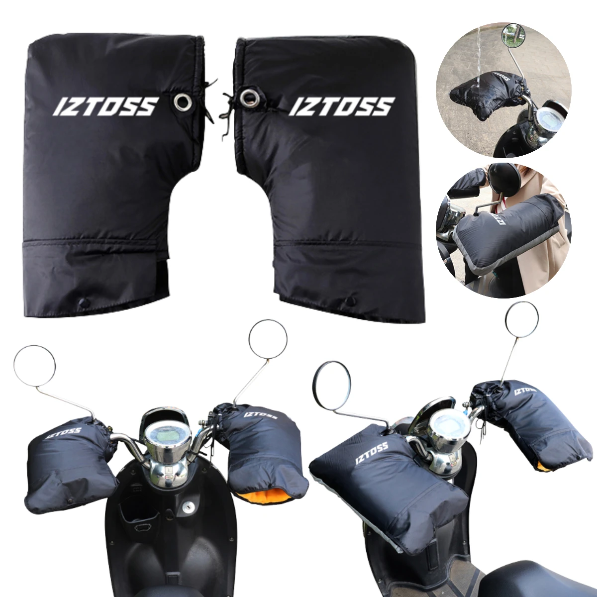 Motorcycle Heated Gloves - Thermal Handlebar Muff Covers for Scooters and Motorbikes - Thick Winter Warmers for Cycling and Riding S25118