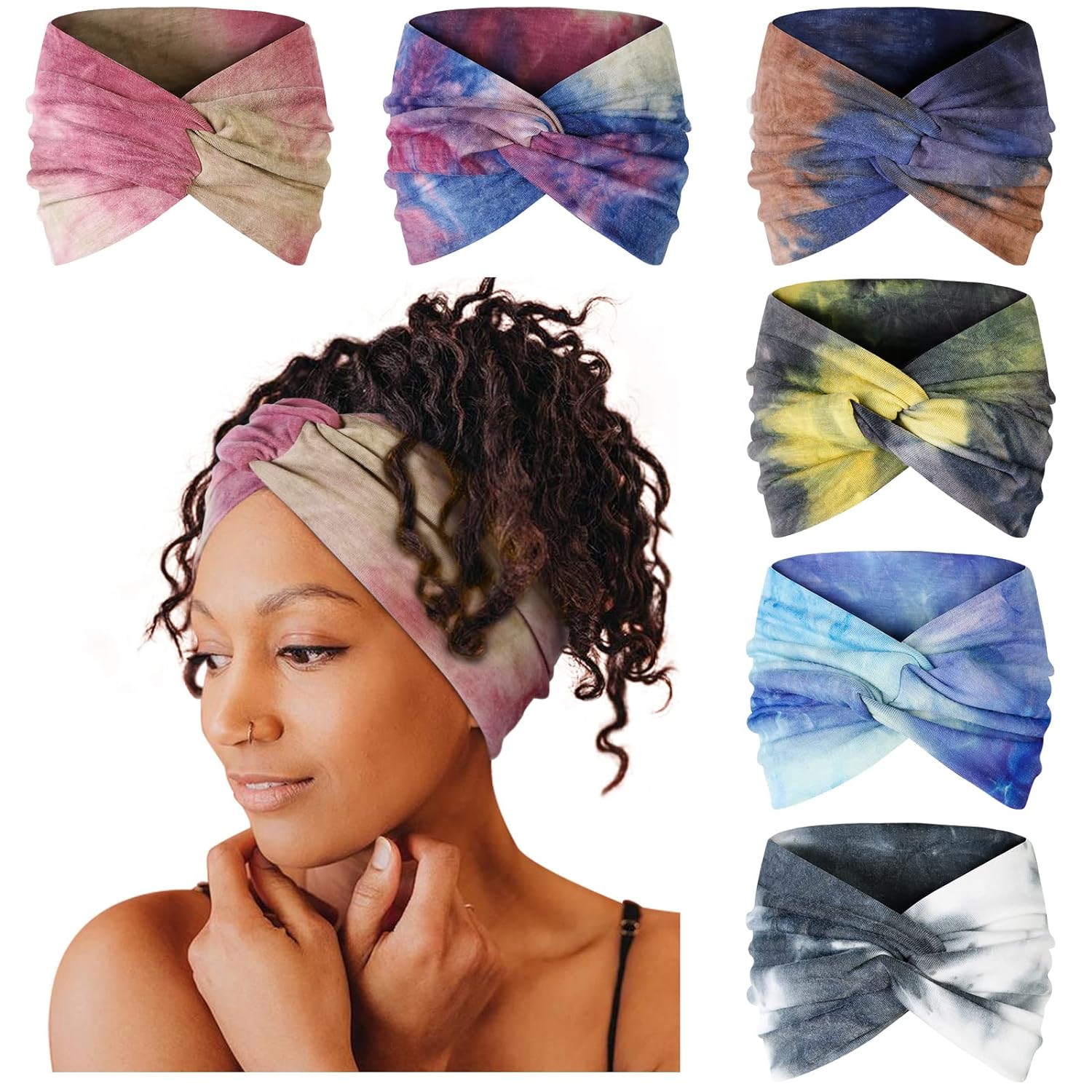 Women Tie Wide For Headbands Dye Extra Large Turban Headband Boho Hairband Hair Twisted Knot Accessories smile