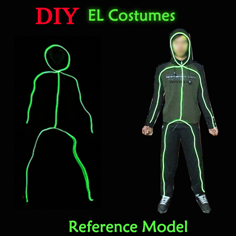 Wire Glowing EL DIY Clothes Costume Performence Dance Supplies Lumionous ddmysmile Clothing Costume Hiohop Street Dance Props Smile
