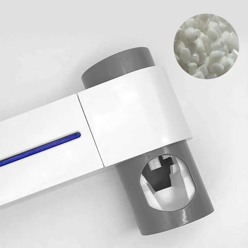 Toothbrush Sanitizer 2 In 1 Uv Light Ultraviolet Sterilizer Holder Automatic Toothpaste Squeezers Dispenser Home Bathroom Set E 240414