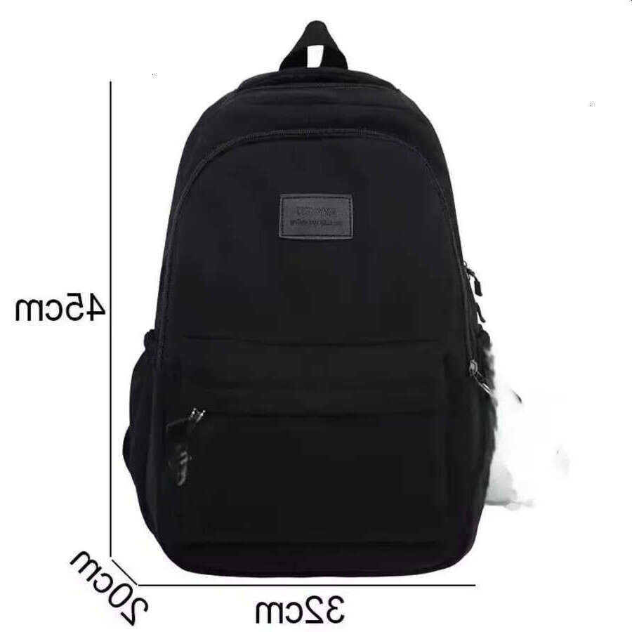No pendant waterproof youth nylon Rucack fashionable girl women shoulder bag high school backpack black 240827 154f