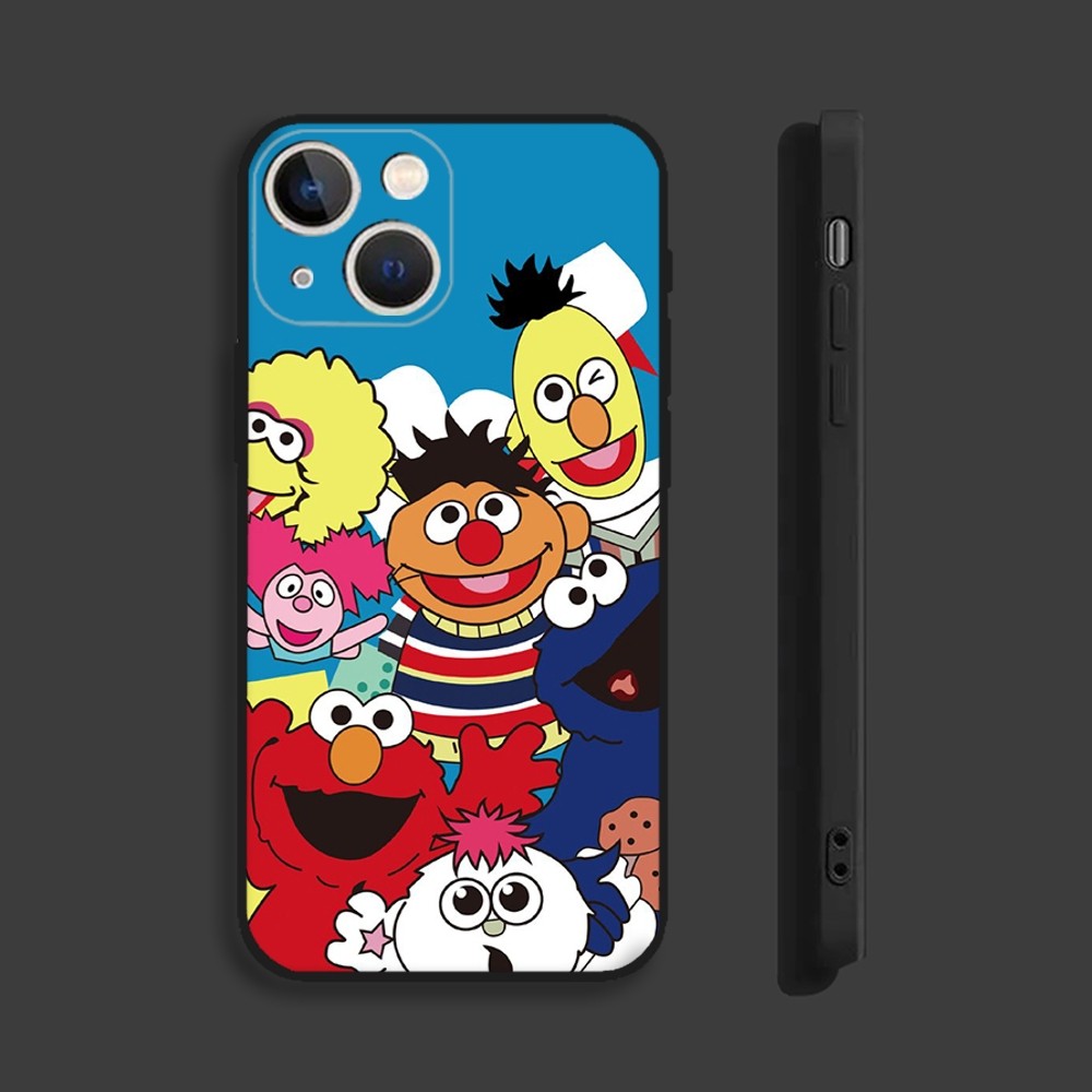 S-Sesame S-Street Cute Phone Case For iPhone 15,14,13,12,11 Plus,Pro,Max,XR,XS,X,7,8 Plus,SE,Mini Silicone Soft