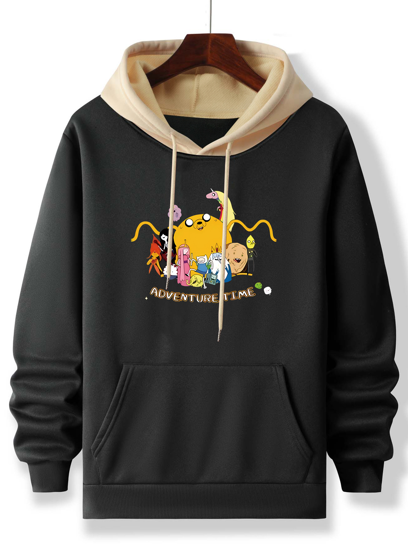 Adventure Time Print, Men's Trendy Print Fashion Hooded Sweatshirt Casual Sports Hooded Shirt Versatile Top Men's Clothing For Fall And Wint