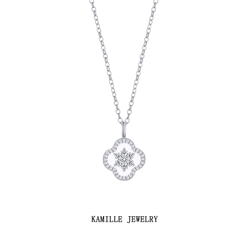 Chic Female Worknecklace Featuring Original Winter Scene Pendant - Sleek Stainless Steel Collar Chain