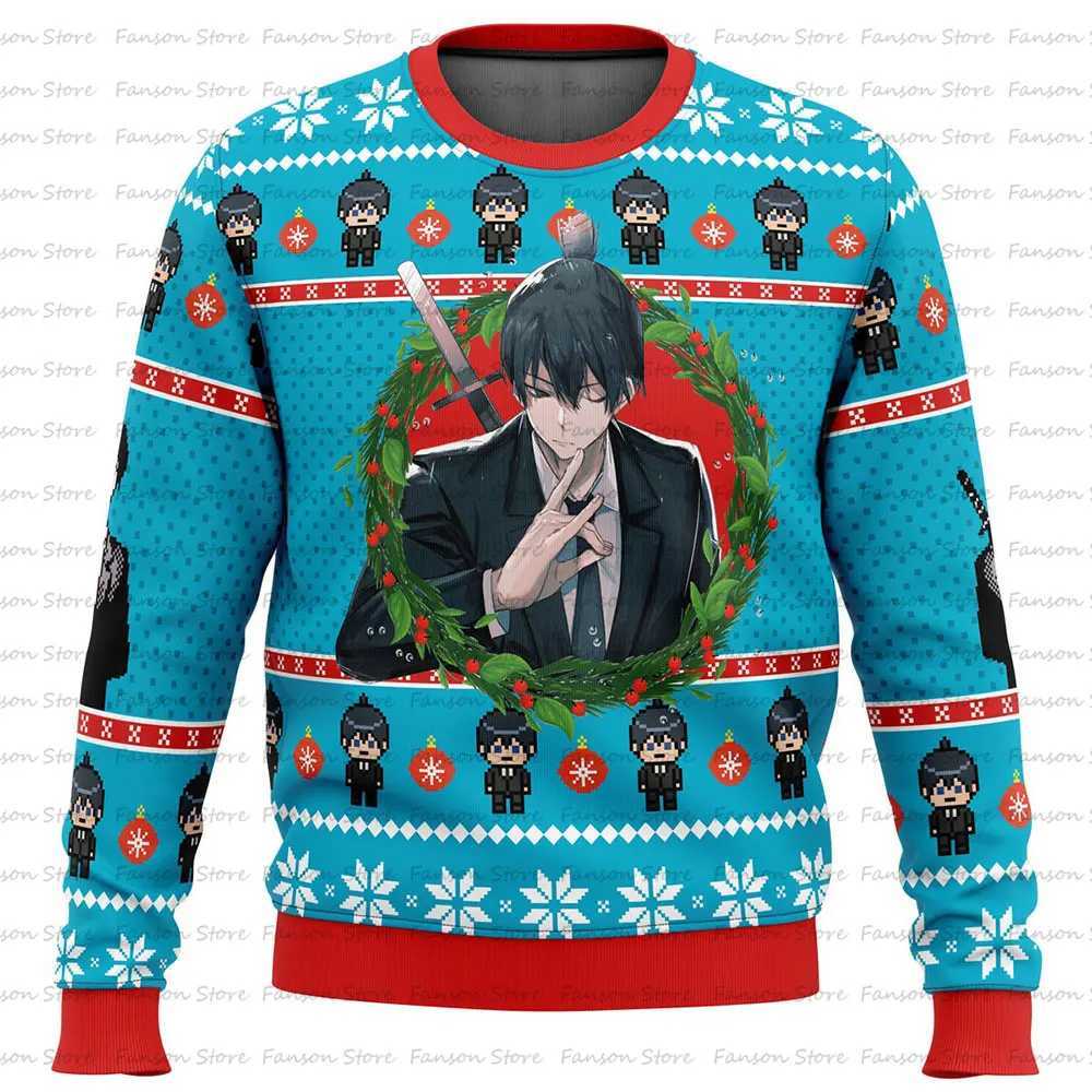 Chainsaw Man Ugly Christmas Sweater 2024 New Fashion Men Pullover Tops Japan Style Cartoon Anime Women Hoodie Sweatshirt LX241113