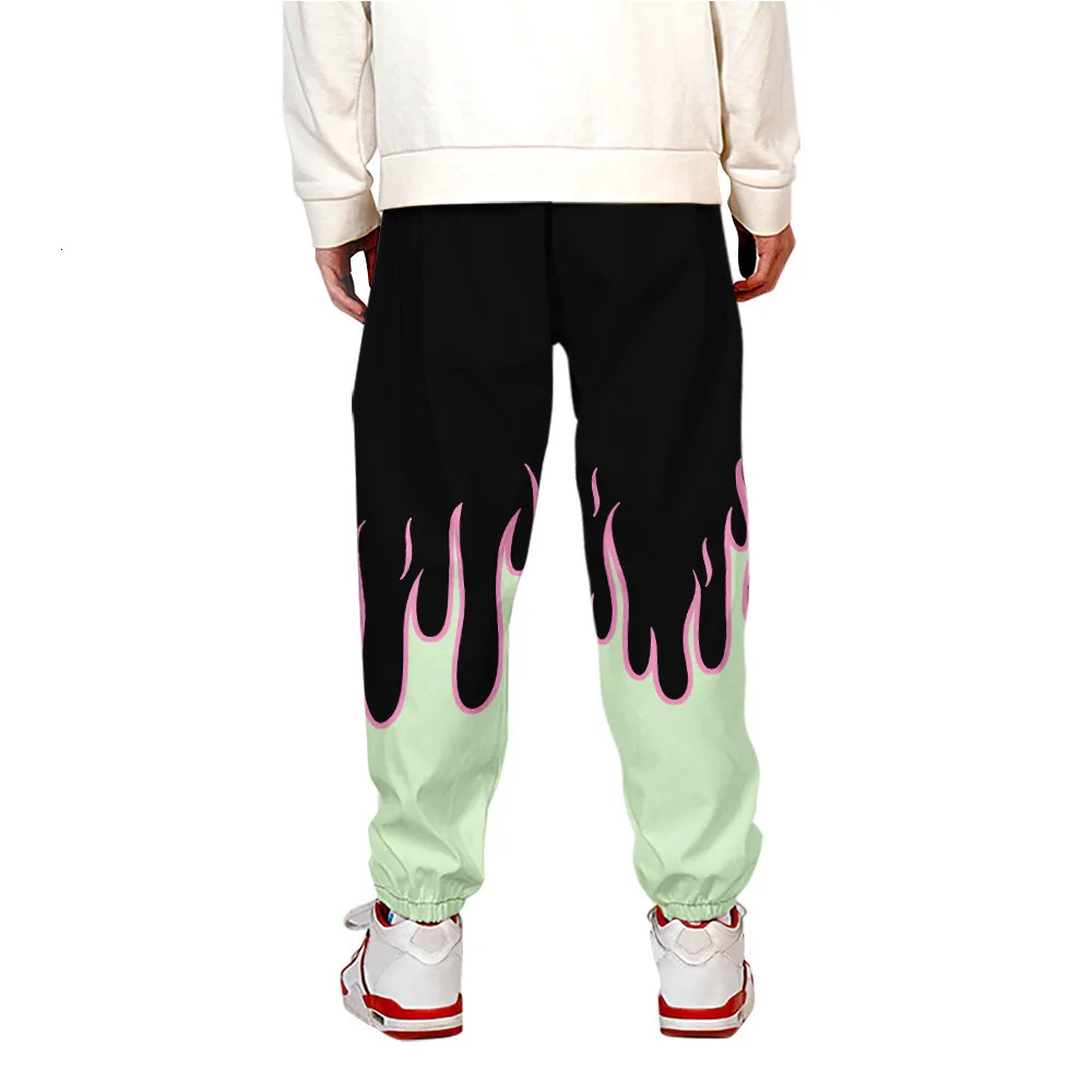 Red and yellow flame sports pants womens streetwear Y2k hip-hop dance skateboard sports pants Trouser fitness jogging pants 241112