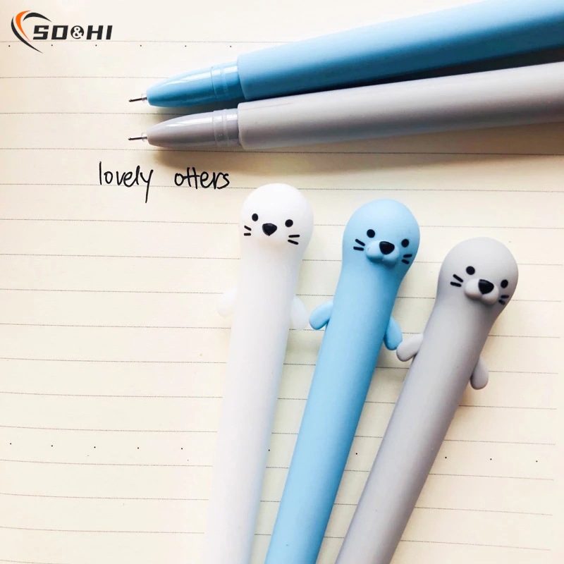 Cute Otter Silicone Gel Pen Rollerball Pen School Office Supply Student Stationery Writing Signing Tool Black Ink 0.5mm