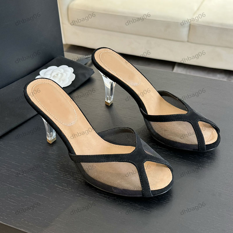 Designer Stiletto Heels Women Netting Lace Sandals Sheepskin Lined Fashion Sexy Women Dress Party Shoes Wedding Shoes