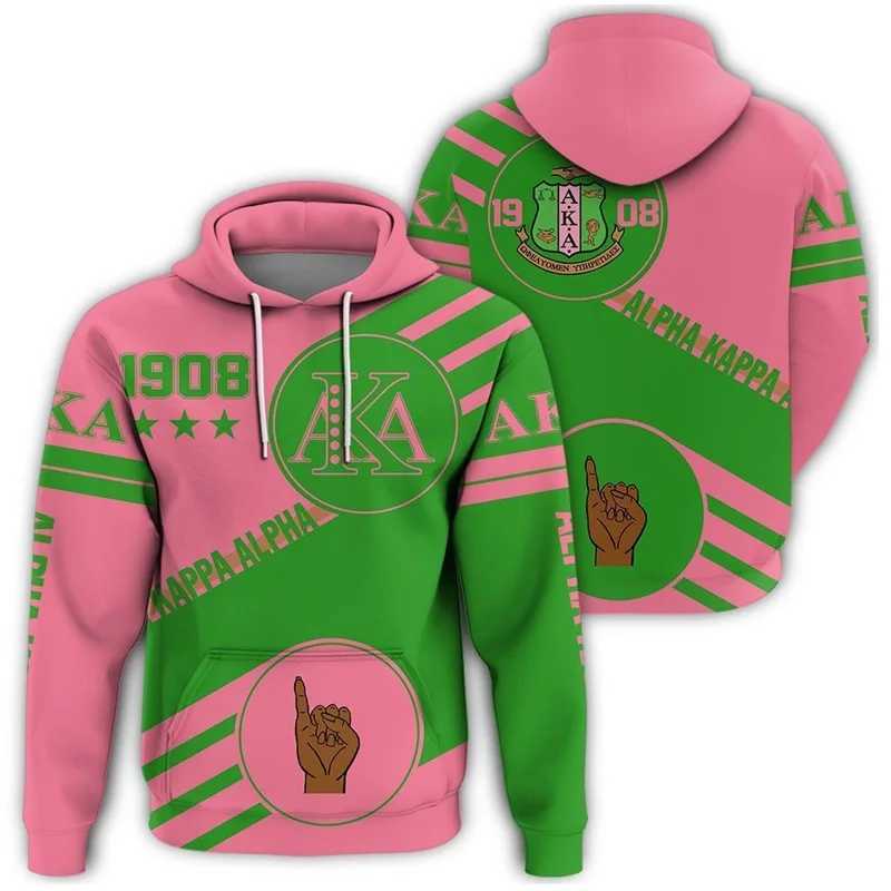 AKA 1908 Alpha Sorority Pullover Hoodies For Women Printed Long Sleeve Oversized Christmas Anniversary Sweatshirts Womens Coat LX241113
