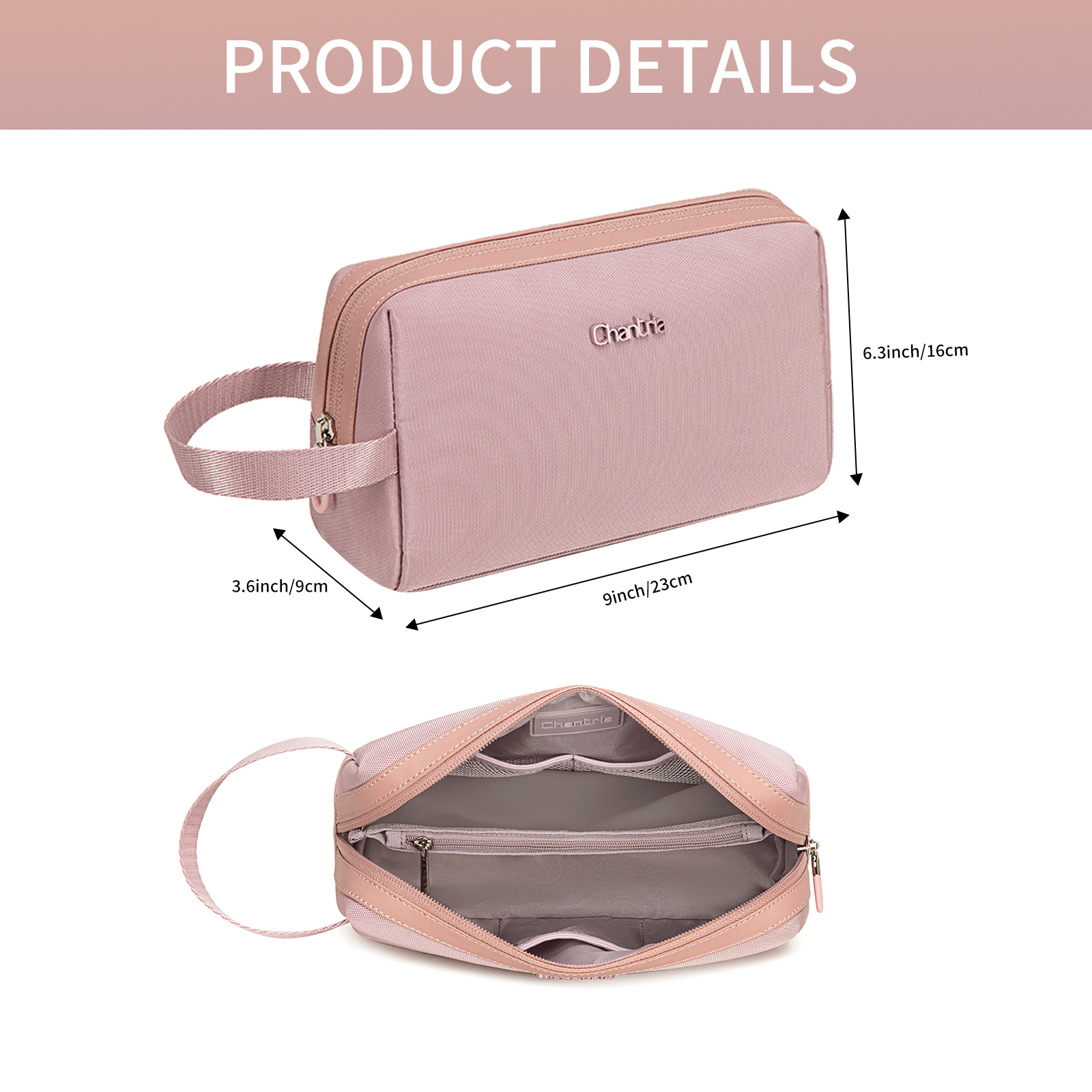 Chantria Travel Makeup bag Cosmetic Pouch Water-Resistant organizer Toiletry Bag with Ample Space Small and Durable for Women