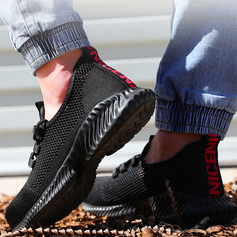 Work Breathable Summer Lightweight Protective Sneakers Safety Steel Toe Shoes Men Puncture-Proof boots 0c58