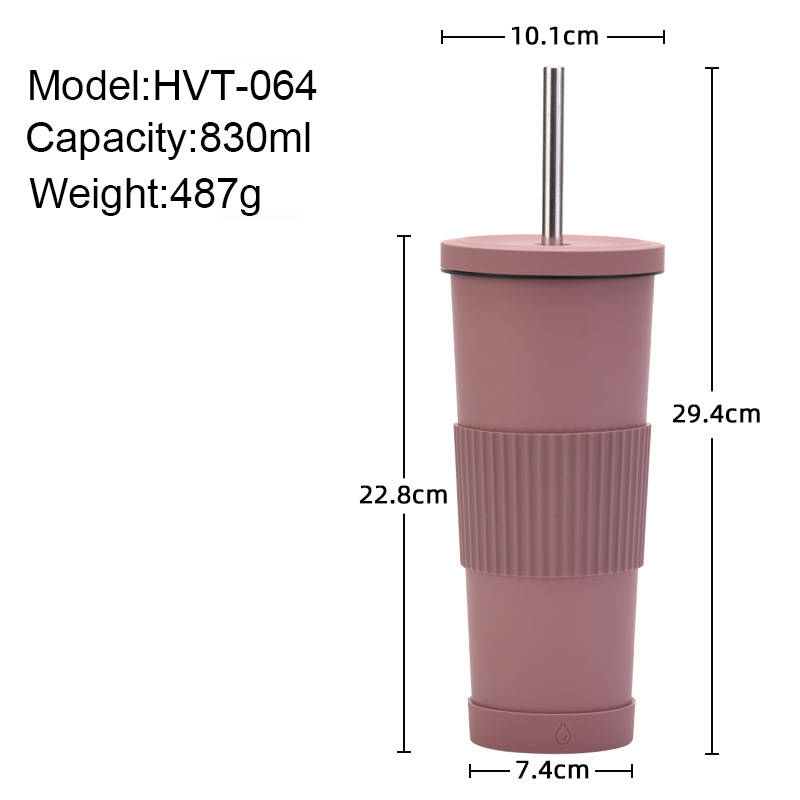 830ml Stainless Steel Vacuum Thermal Mug Insulated Tumbler with Lid and Straw Coffee Tumbler Cold Cup Double Wall Coffee Cup BPA Free Ya703